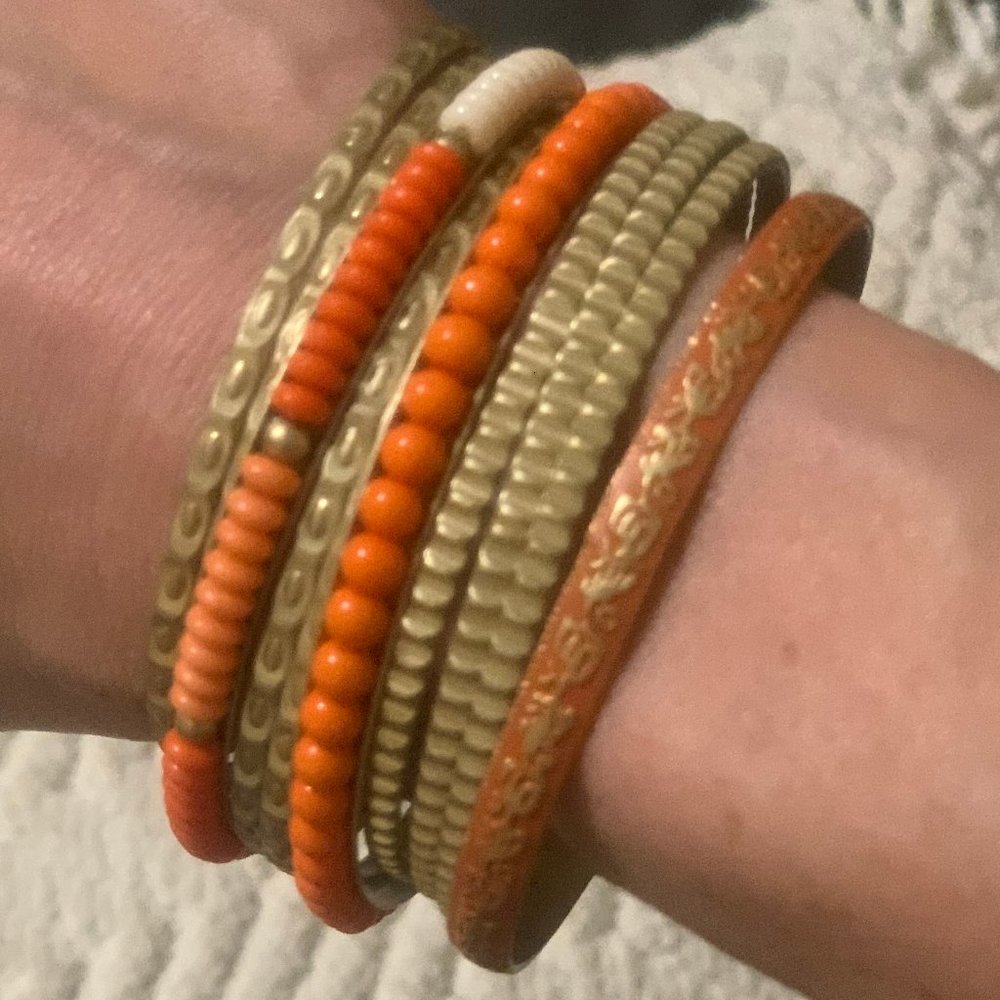 Premier Designs Coral/Gold Bangles